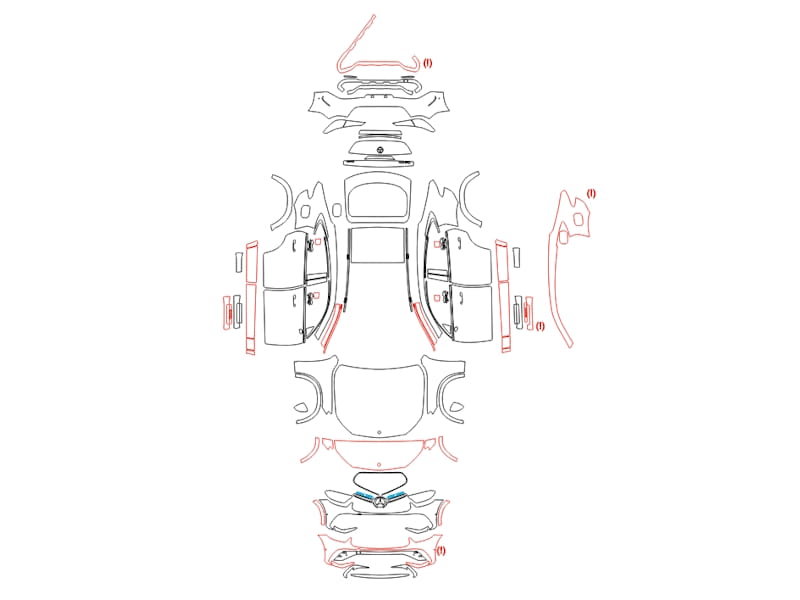Formatki PPF do karoserii Mercedes-Benz GLC (2023) AMG Coupe – zestaw