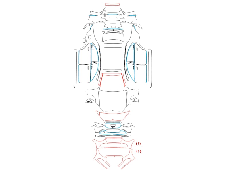 Formatki PPF do karoserii Mercedes-Benz S (2021) – zestaw