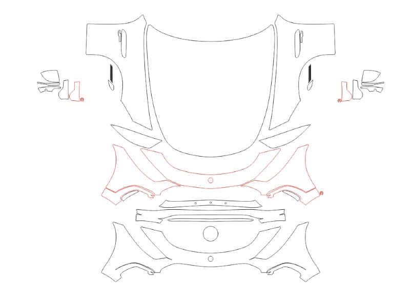 Formatki PPF do karoserii Mercedes-Benz SL (2024) AMG 43 Roadster – zestaw