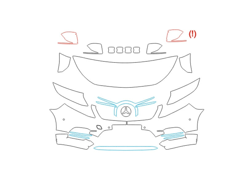 Formatki PPF do karoserii Mercedes-Benz V (2014) AMG – zestaw