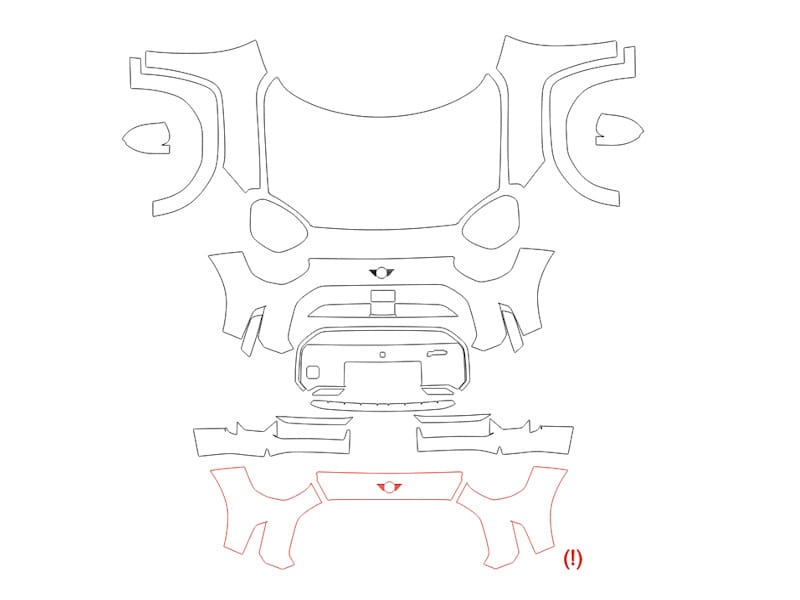 Formatki PPF do karoserii Mini Aceman (2024) SE JCW Package – zestaw