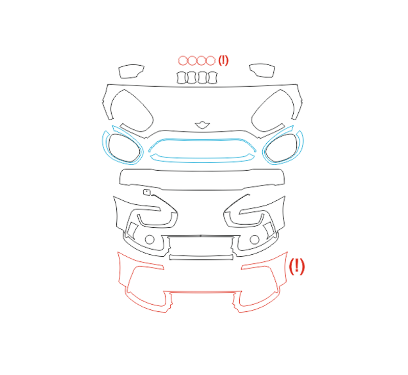 Formatki PPF do karoserii MINI Cooper Countryman ALL4 (2017) – zestaw