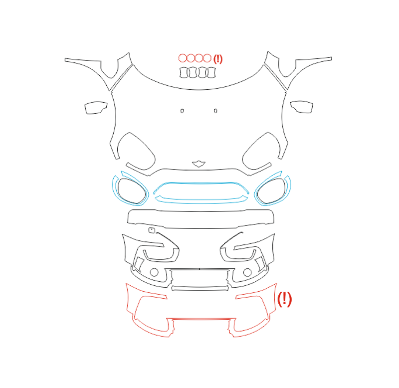 Formatki PPF do karoserii MINI Cooper Countryman ALL4 (2017) – zestaw