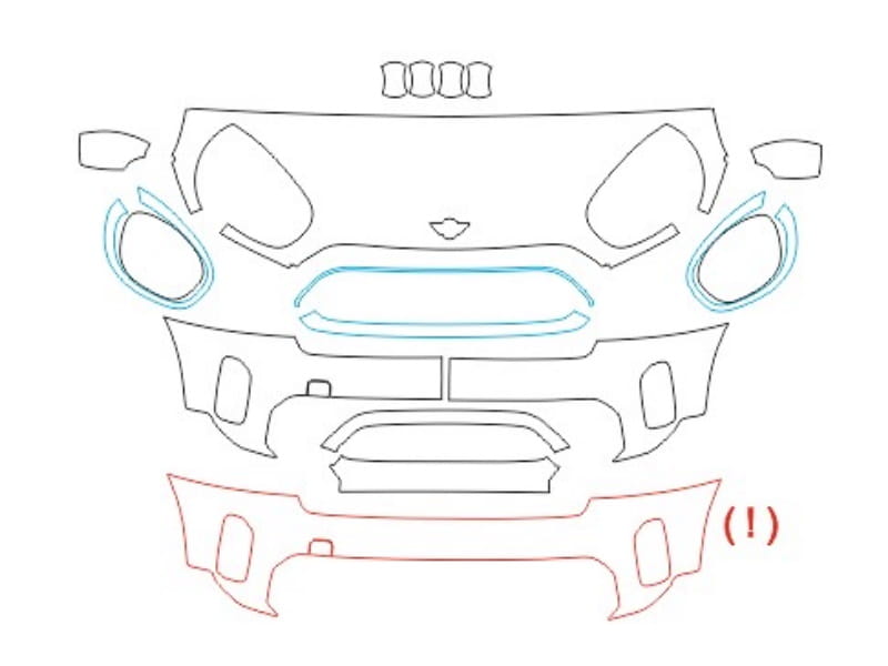 Formatki PPF do karoserii MINI Cooper Countryman ALL4 (2021) – zestaw