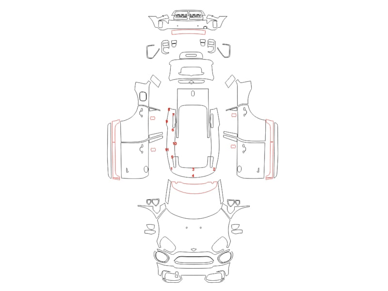 Formatki PPF do karoserii Mini Cooper Countryman John Cooper Works (2021) – zestaw