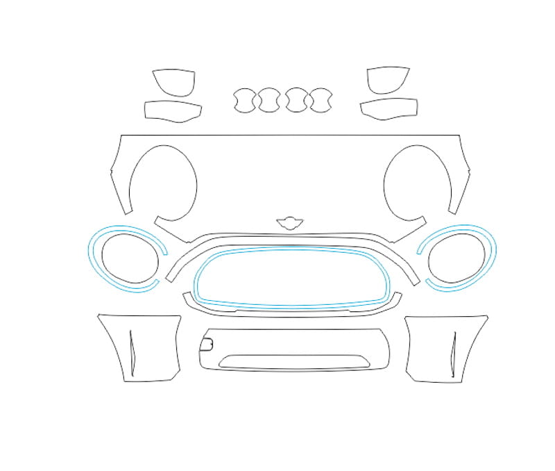 Formatki PPF do karoserii Mini Cooper Hardtop (2022) 2-Door – zestaw