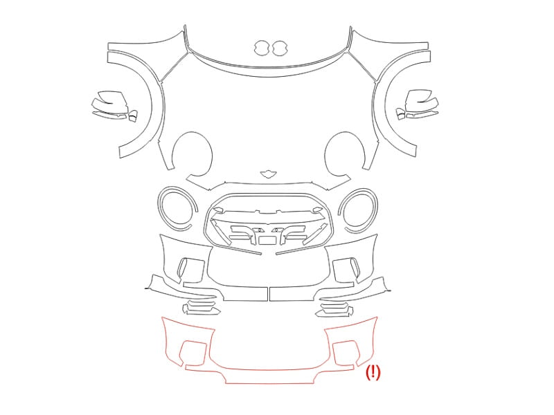 Formatki PPF do karoserii Mini Hatch (2024) John Cooper Works 2-Door – zestaw