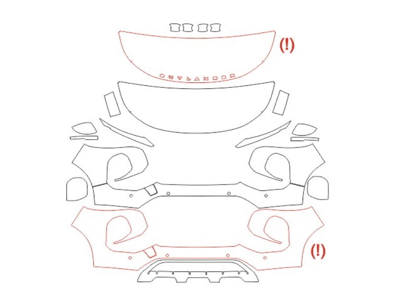 Formatki PPF do karoserii Mitsubishi Outlander (2022) – zestaw