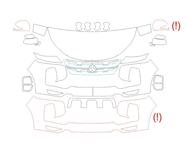 Formatki PPF do karoserii Mitsubishi Outlander Sport (2021) – zestaw