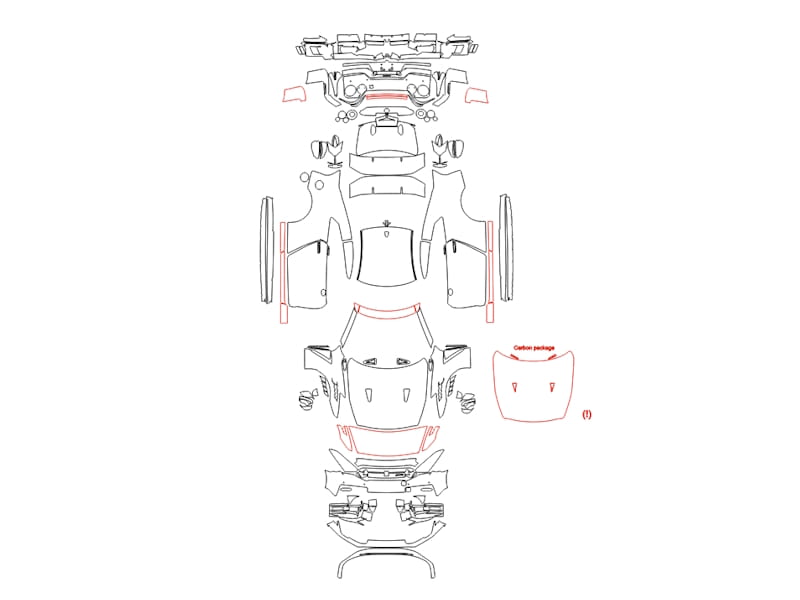 Formatki PPF do karoserii Nissan GT-R (2023) Nismo – zestaw