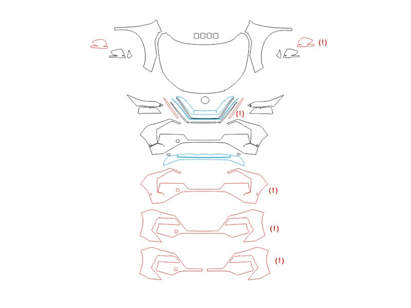 Formatki PPF do karoserii Nissan X-Trail (2021) – zestaw