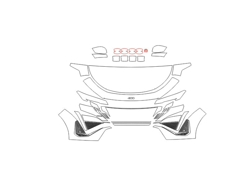 Formatki PPF do karoserii Peugeot 408 (2022) – zestaw