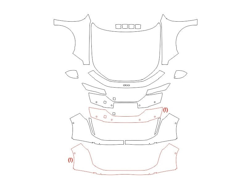 Formatki PPF do karoserii Peugeot 508 (2018) – zestaw