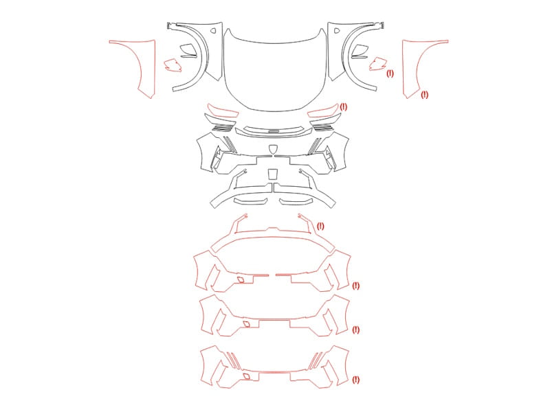 Formatki PPF do karoserii Peugeot E-3008 (2025) GT – zestaw