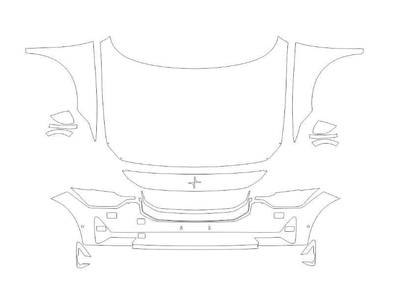 Formatki PPF do karoserii Polestar 2 (2021) – zestaw