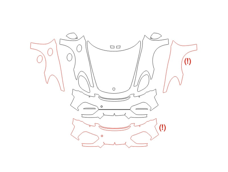 Formatki PPF do karoserii Porsche 718 Cayman GT4 (2020) – zestaw