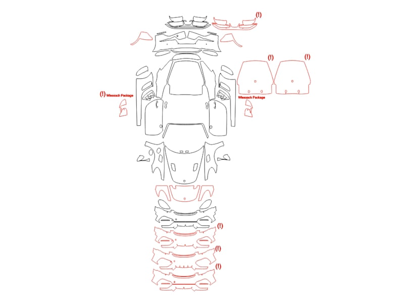 Formatki PPF do karoserii Porsche 718 Spyder (2023) GT RS – zestaw