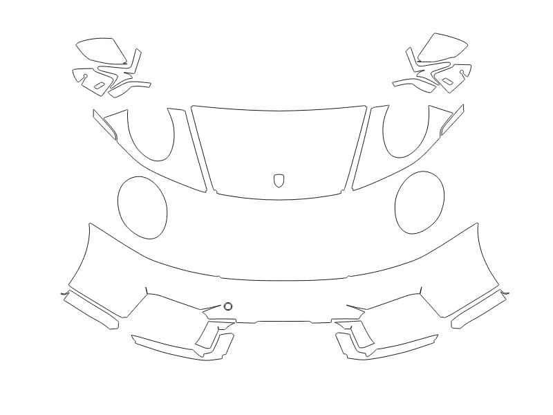 Formatki PPF do karoserii Porsche 911 (2025) Carrera T Sport Design Aerokit – zestaw