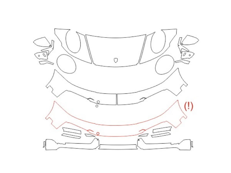 Formatki PPF do karoserii Porsche 911 Turbo Sport Design (2020) – zestaw