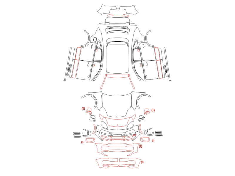 Formatki PPF do karoserii Porsche Cayenne (2019) Turbo Coupe – zestaw