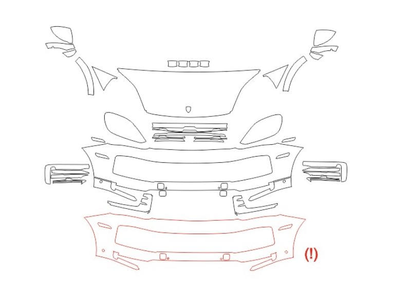 Formatki PPF do karoserii Porsche Cayenne (2023) Coupe – zestaw