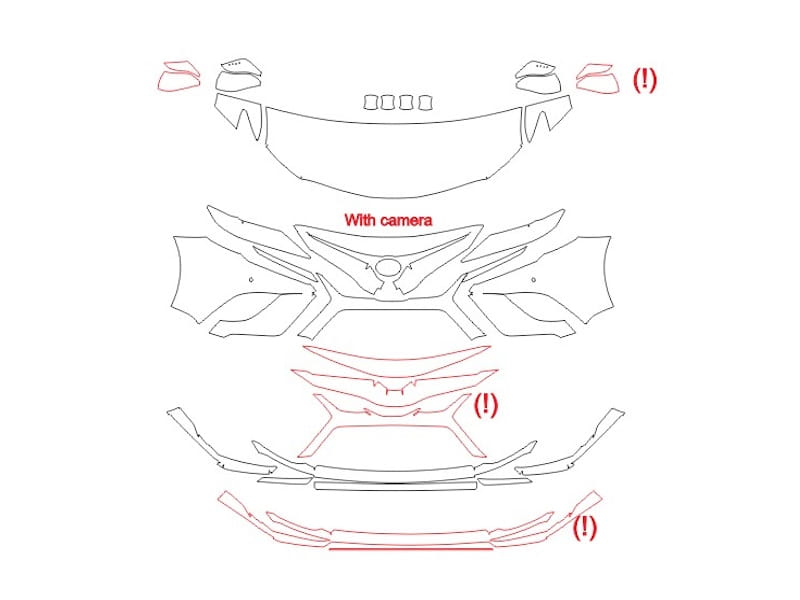 Formatki PPF do karoserii Toyota Camry (2021) TRD – zestaw
