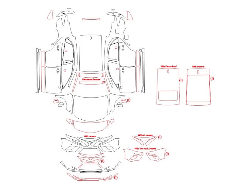 Formatki PPF do karoserii Toyota Camry (2021) TRD – zestaw