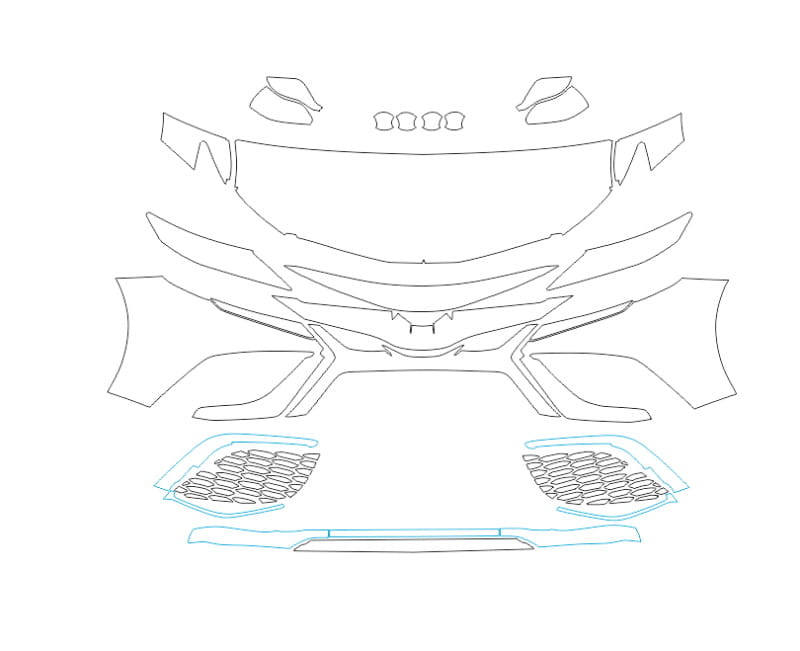 Formatki PPF do karoserii Toyota Camry XSE (2021) – zestaw