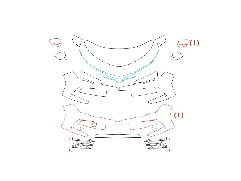 Formatki PPF do karoserii Toyota Corolla (2016) – zestaw