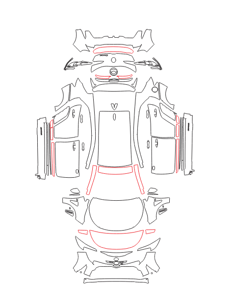 Formatki PPF do karoserii Toyota Corolla GR (2023) – zestaw