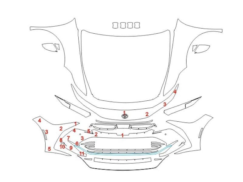 Formatki PPF do karoserii Toyota Crown (2023) Limited – zestaw