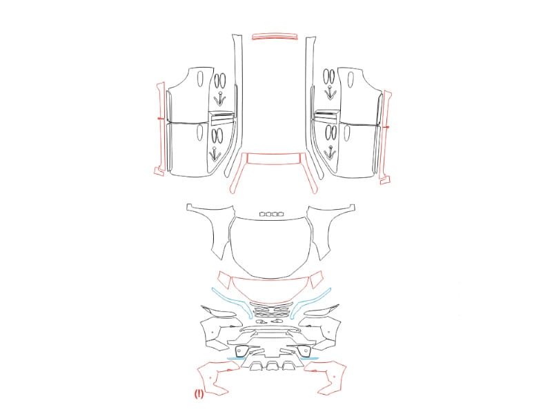 Formatki PPF do karoserii Toyota Fortuner EXR (2022) – zestaw