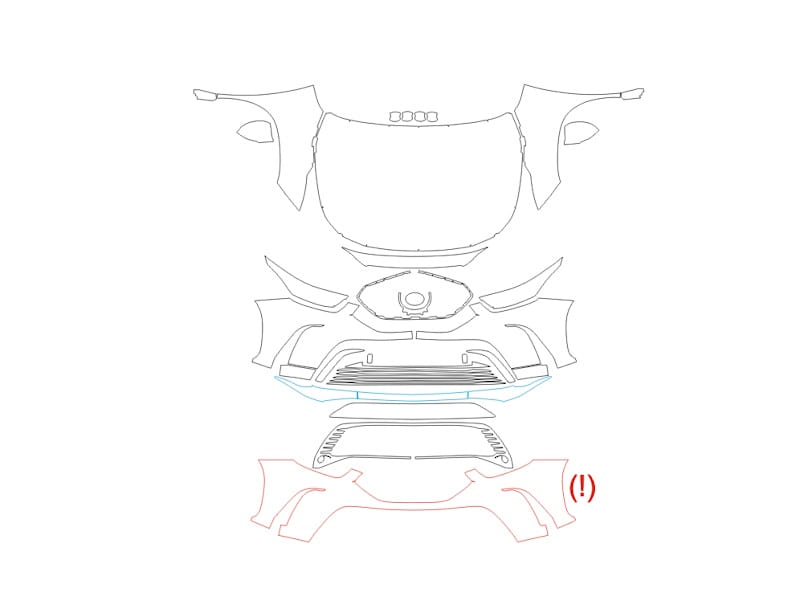 Formatki PPF do karoserii Toyota Highlander (2021) XSE – zestaw
