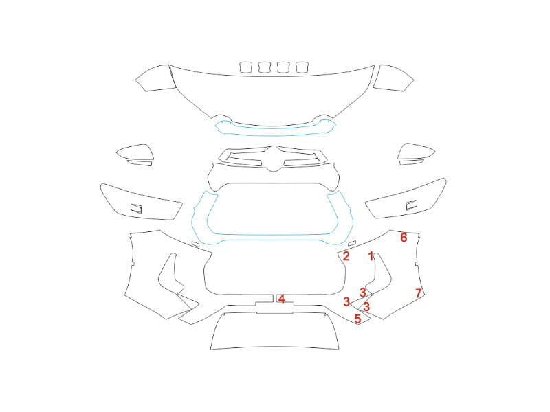 Formatki PPF do karoserii Toyota Hilux SR5 Double (2020) – zestaw