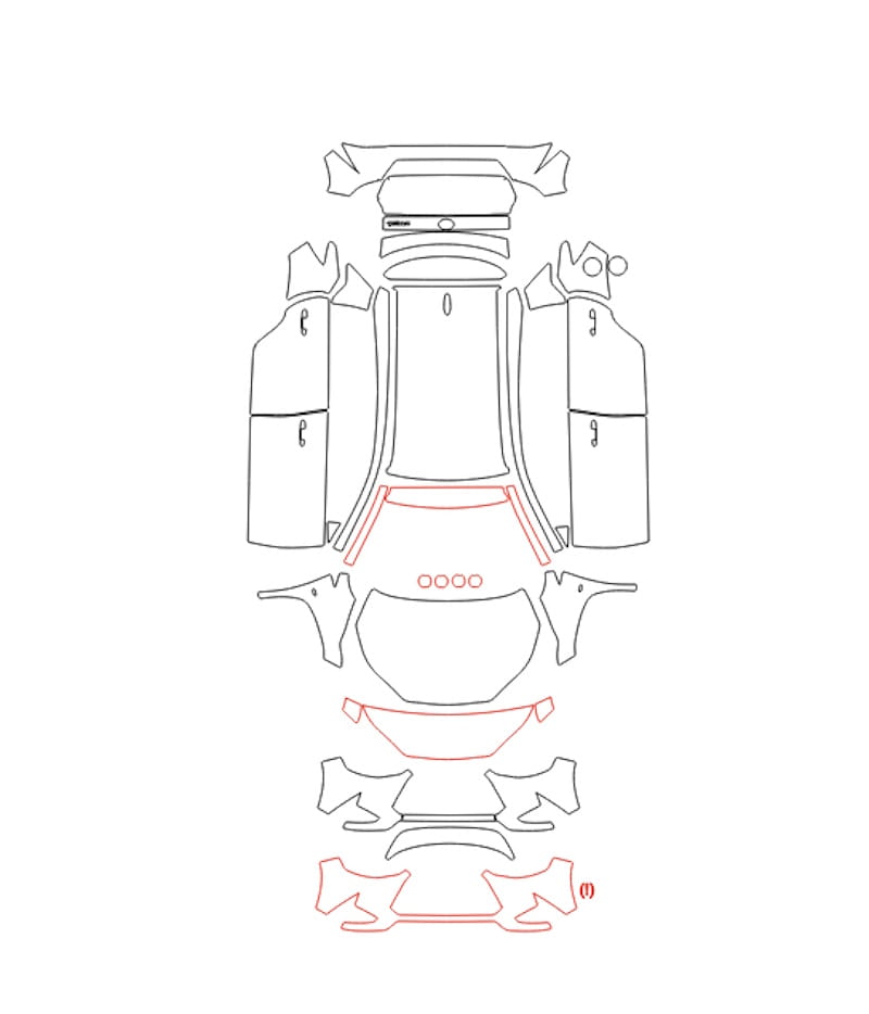 Formatki PPF do karoserii Toyota Yaris (2022) L (china) – zestaw