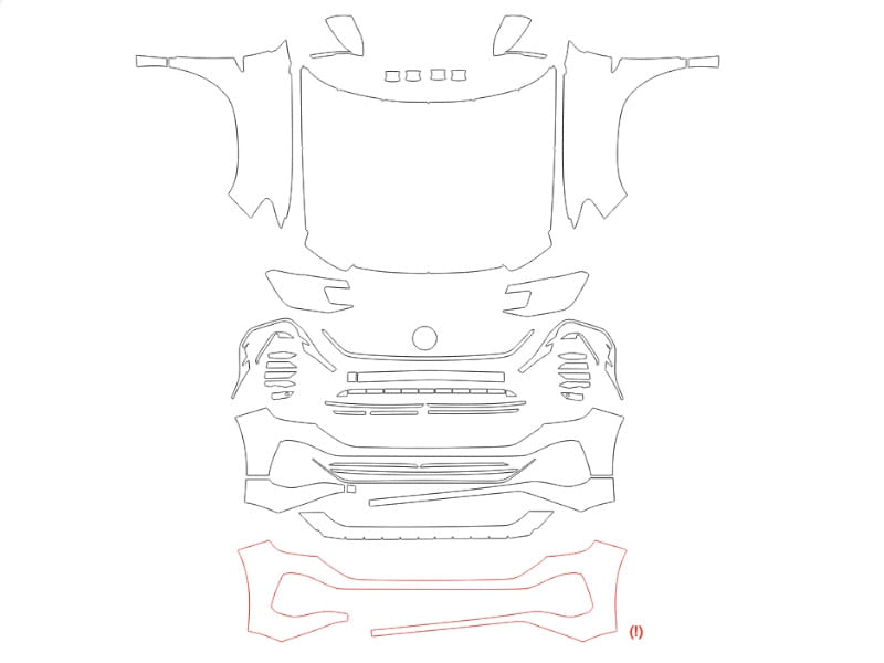 Formatki PPF do karoserii Volkswagen Atlas Cross Sport SEL R-Line (2024) – zestaw
