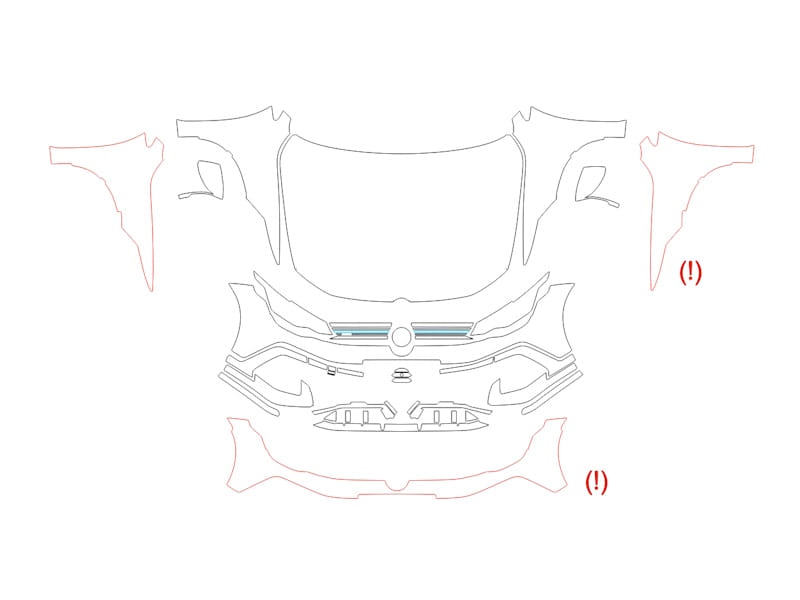 Formatki PPF do karoserii Volkswagen Golf (2025) GTI Clubsport – zestaw