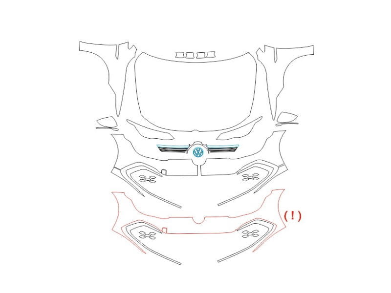 Formatki PPF do karoserii Volkswagen Golf GTI (2021) – zestaw