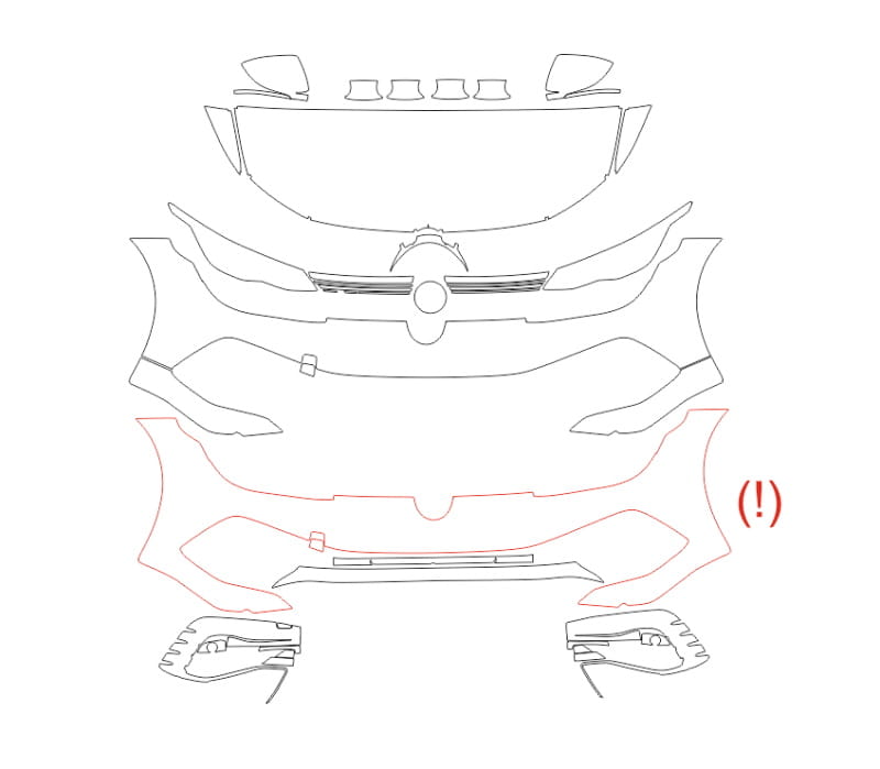 Formatki PPF do karoserii Volkswagen Golf R (2022) – zestaw