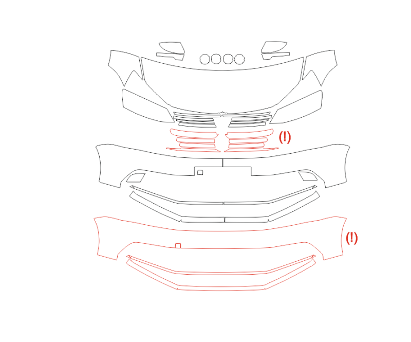 Formatki PPF do karoserii Volkswagen Jetta (2015) – zestaw