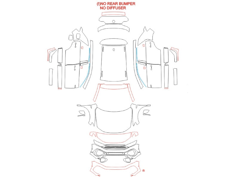 Formatki PPF do karoserii Volkswagen T-Roc (2023) R-Line – zestaw