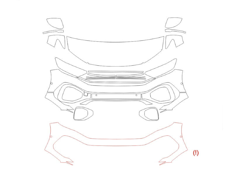 Formatki PPF do karoserii Volkswagen T-Roc (2023) R-Line China Long – zestaw