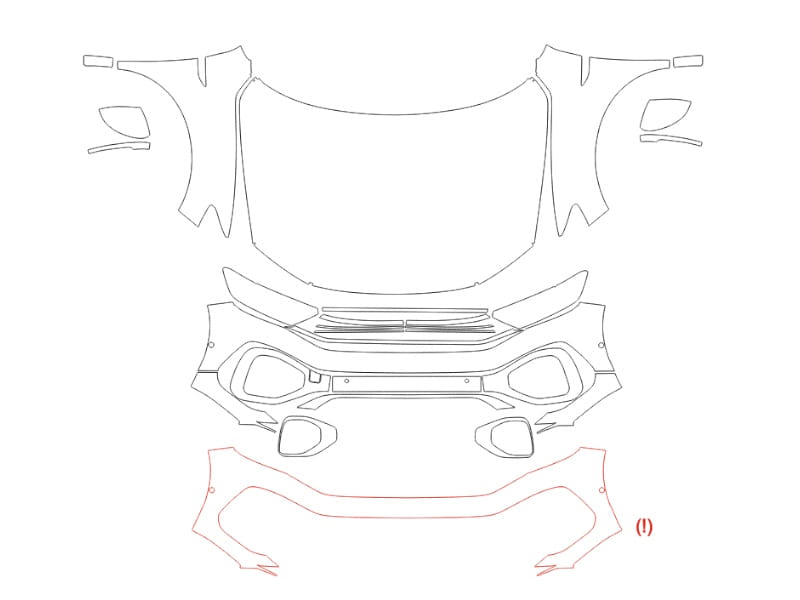 Formatki PPF do karoserii Volkswagen T-Roc (2023) R-Line China Long – zestaw