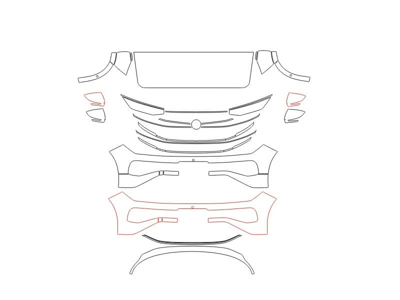 Formatki PPF do karoserii Volkswagen Tavendor (2022) R-Line – zestaw
