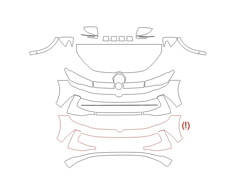Formatki PPF do karoserii Volkswagen Tiguan L Pro (2024) China – zestaw