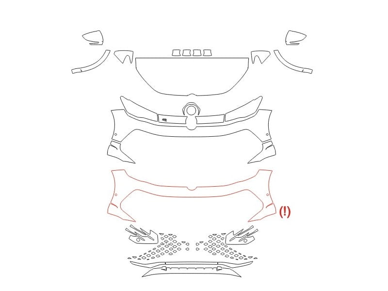 Formatki PPF do karoserii Volkswagen Tiguan L Pro (2024) R-Line China – zestaw