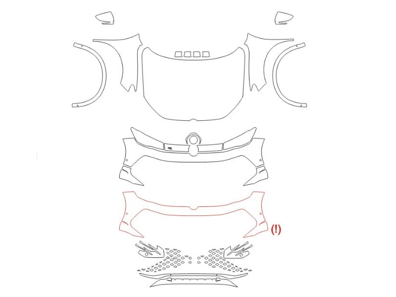 Formatki PPF do karoserii Volkswagen Tiguan L Pro (2024) R-Line China – zestaw