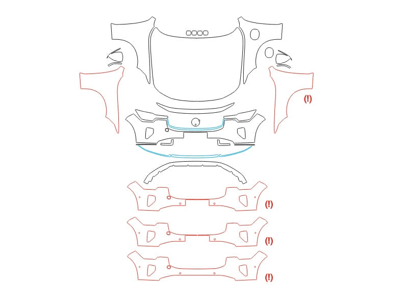 Formatki PPF do karoserii Volvo S90 (2025) Recharge (China) – zestaw