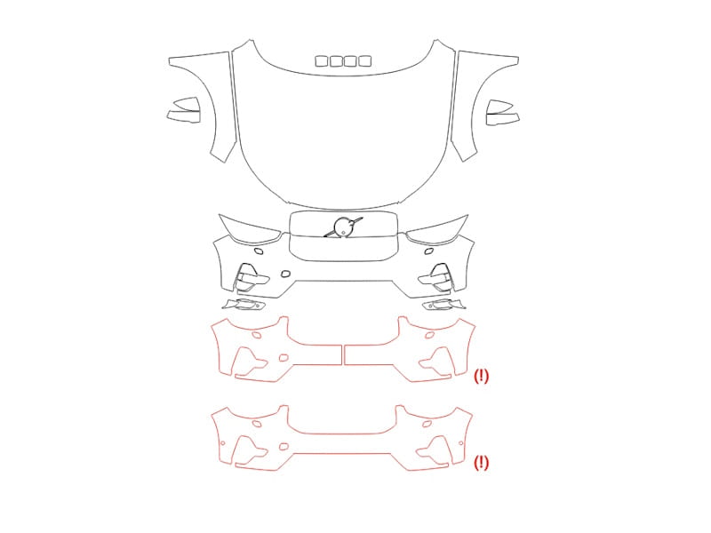 Formatki PPF do karoserii Volvo XC40 (2022) Recharge – zestaw