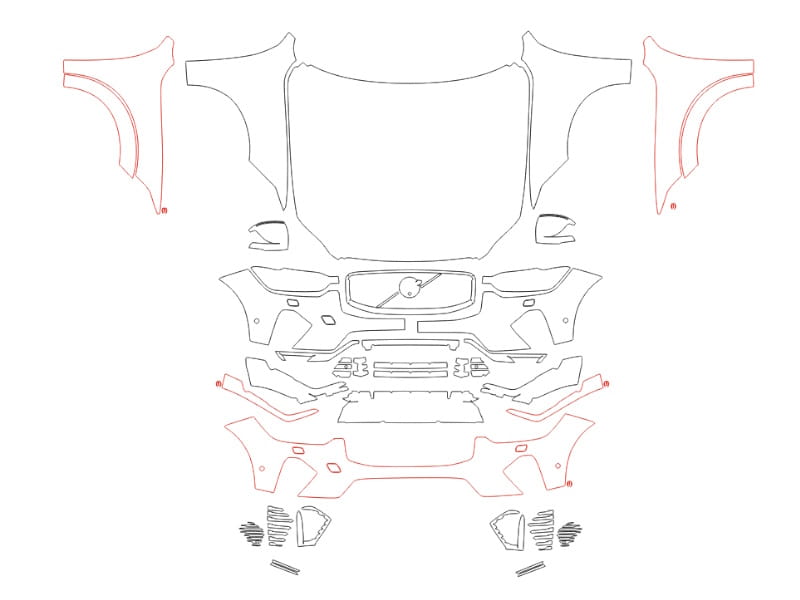 Formatki PPF do karoserii Volvo XC60 (2025) Recharge R-Design – zestaw